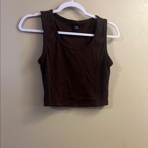 SHEIN Brown Fitted Crop Tank Top